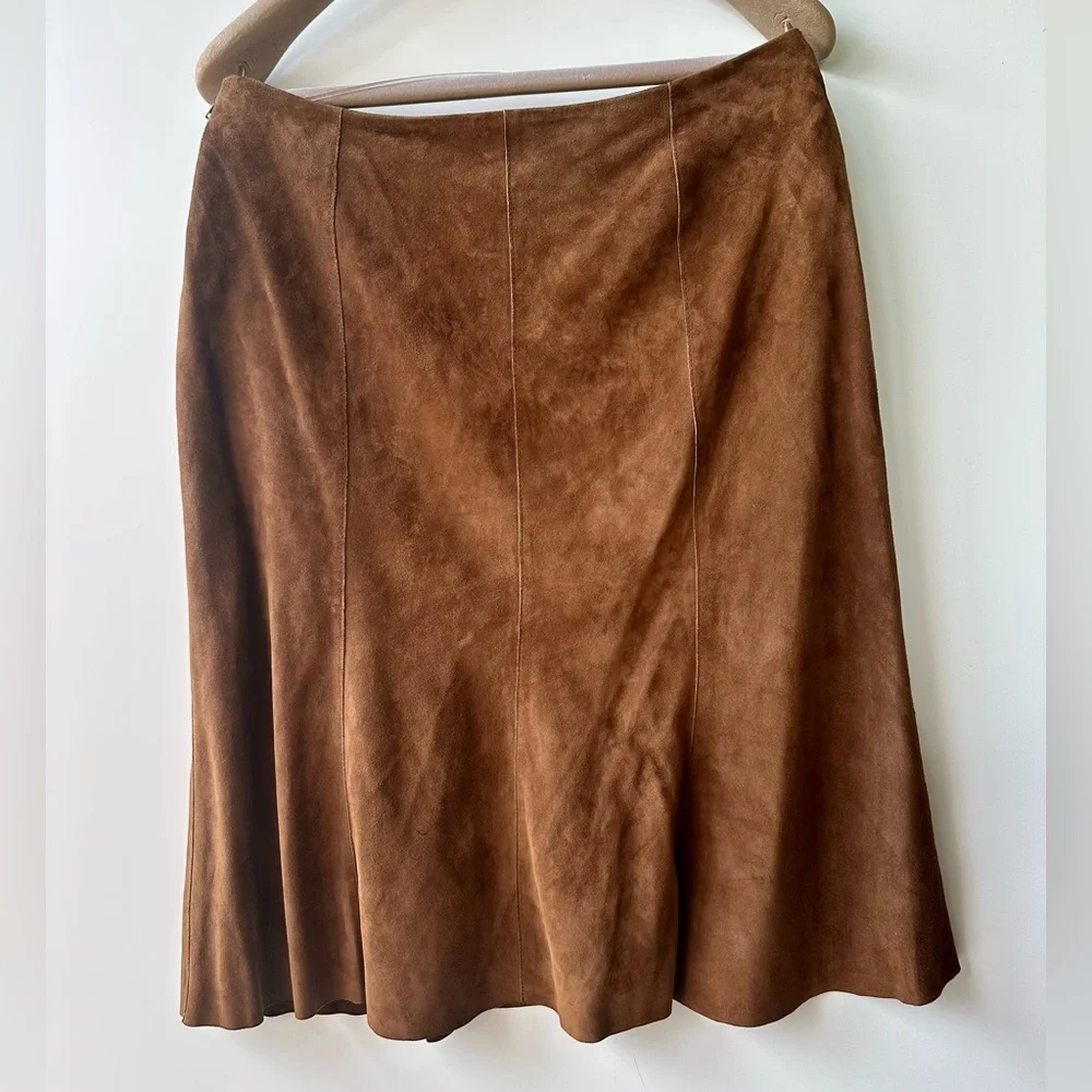 Eileen Fisher Goat Suede Skirt, EUC, Light Brown, size S